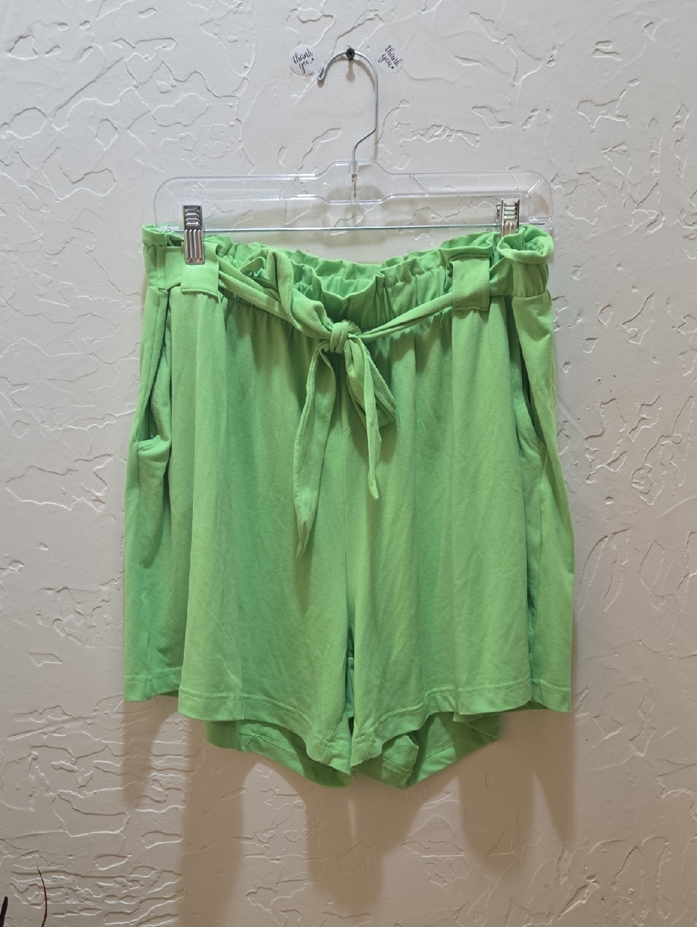 3/$10 Christina Lime Green High Waist Paperbag Tie Shorts